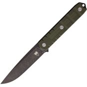 Cobratec TOWODGDNS Outdoor Warrior Black Stonewash Fixed Blade Knife Green Handles
