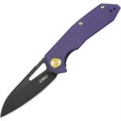 Kubey 291W Vagrant Black Stonewash Linerlock Knife Purple Handles