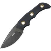 Kubey 376C Willumsen Black Stonewash Drop Point Hunter Fixed Blade Knife Black Handles