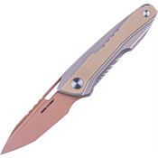 Real Steel 5221C Bullet Braonze Framelock Knife Gray/Tan Handles