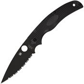 Spyderco 244SBBK Native Chief Black Serrated Lockback Knife Black Handles