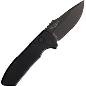 Pro Tech LG403LH Auto SBR Left Hand Black Button Lock Knife Black Handles