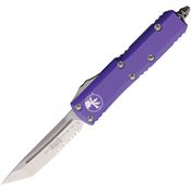 Microtech 2335PU Auto UTX-85 Part Serrated Tanto OTF Knife Purple Handles