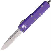 Microtech 23111PU Auto UTX-85 Part Serrated Stonewash Single Edge OTF Knife Purple Handles