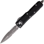 Microtech 23211AP Auto UTX-85 Part Serrated Apocalyptic Double Edge OTF Knife Black Handles