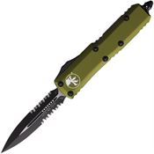 Microtech 2322OD Auto UTX-85 Part Serrated Two Tone Double Edge OTF Knife OD Green Handles