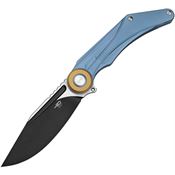 Bestech T2403D Seraph Black Stonewash Framelock Knife Ti Blue Handles