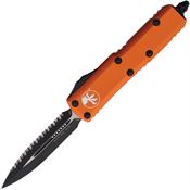 Microtech 2323OR Auto UTX-85 Two Tone Serrated Double Edge OTF Knife Orange Handles