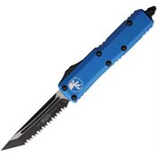 Microtech 2333BL Auto UTX-85 Two Tone Serrated Tanto OTF Knife Blue Handles