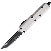 Microtech 2333CR Auto UTX-85 Two Tone Serrated Tanto OTF Knife Silver Handles