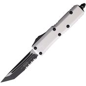 Microtech 2332CR Auto UTX-85 Part Serrated Two Tone Tanto OTF Knife Silver Handles