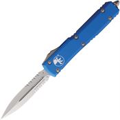 Microtech 1225BL Auto Ultratech Part Serrated Double Edge OTF Knife Blue Handles