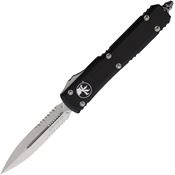 Microtech 1225 Auto Ultratech Part Serrated Double Edge OTF Knife Black Handles