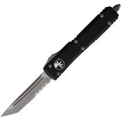 Microtech 12311AP Auto Ultratech Part Serrated Apocalyptic Tanto OTF Knife Black Handles