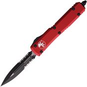 Microtech 1222RD Auto Ultratech Part Serrated Two Tone Double Edge OTF Knife Red Handles