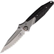 Microtech 260M9CFTI Socom Bravo Mini Bead Blast Serrated Framelock Knife Gray/Carbon Fiber Handles