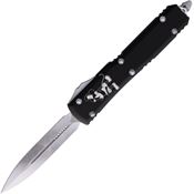 Microtech 1221SB Auto Ultratech Gray Double Edge OTF Knife Black Handles