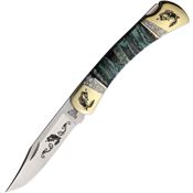 Yellowhorse 444 Custom Bass Buck 110 Lockback Knife Green Mammoth Tooth Handles