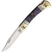 Yellowhorse 445 Custom Hummingbird Buck 110 Lockback Knife Purple Mammoth Tooth Handles