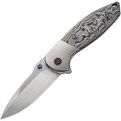 WE 230353 Nitro OG Stonewash Framelock Knife Gray/Alum Foil Carbon Fiber Handles