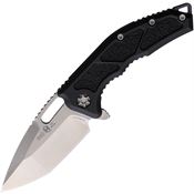 Heretic 0092A Medusa Stonewash Framelock Knife Black Handles