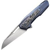 WE 23012B3 Falcaria Stonewash Framelock Knife Blue/Alum Foil Carbon Fiber Handles