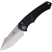 Heretic 0482A Auto Pariah Stonewash Button Lock Knife Black Handles