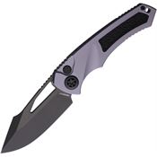 Heretic 0466AGRY Pariah Black Button Lock Knife Gray Handles