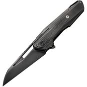 WE 23012B4 Falcaria Black Stonewash Framelock Knife Black Etch Handles