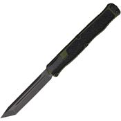 Heretic 0196AGRN Auto Cleric II Black OTF Knife TE OD Green Handles