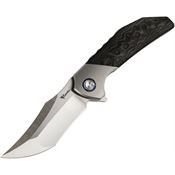 Reate 143 Tiger Tanto Linerlock Knife Gray/Black Camo Carbon Fiber Handles