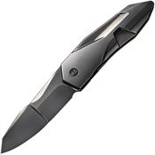 WE 220286 Solid Black Stonewash Framelock Knife Bronze Handles