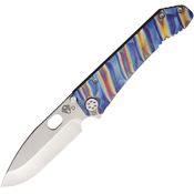 Medford 002DTQ03TM 187 Tumbled Drop Point Framelock Knife Tiger Stripe Handles