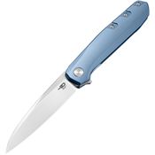 Bestech T2408C 9 Framelock Knife Titanium Blue Handles