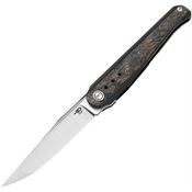 Bestech T2405D Spear Phisher Framelock Knife Gold Marble Carbon Fiber Handles