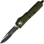 Microtech 2312OD Auto UTX-85 Two-Tone Part Serrated Single Edge OTF Knife OD Green Handles