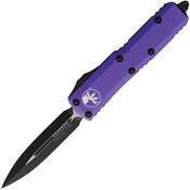 Microtech 2321PU Auto UTX-85 Black Double Edge Dagger OTF Knife Purple Handles