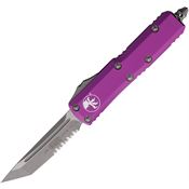 Microtech 23311APVI Auto Ultratech Apocalyptic Part Serrated Tanto OTF Knife Purple Handles