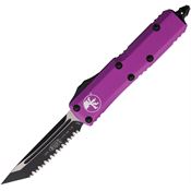 Microtech 2333VI Auto UTX-85 Two-Tone Serrated Tanto Edge OTF Knife Violet Handles