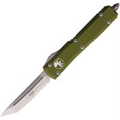 Microtech 12311OD Auto Ultratech Stonewash Part Serrated Tanto Edge OTF Knife OD Green Handles