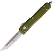 Microtech 12312OD Auto Ultratech Stonewash Serrated Tanto Edge OTF Knife OD Green Handles