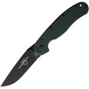 Ontario 8991 RAT 1 Black Linerlock Knife Green G10 Handles