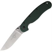 Ontario 8992 RAT 1 Stonewashed Linerlock Knife Green G10 Handles