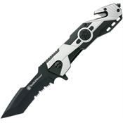 Smith & Wesson P1158708 SWP17 Black Part Serrated Linerlock Knife Black/Silver Handles