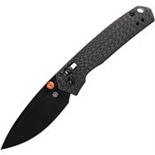 Vosteed A2304 Mini Psyop Black Stonewash Crossbar Knife Lock Carbon Fiber Handles