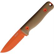 Reiff F3X12CTBL F3 XC Orange Fixed Blade Knife Tan Handles Leather Sheath