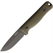 Reiff F3X13ODBL F3 XC Fixed Blade Knife OD Green Handles Leather Sheath