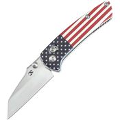 Kansept 2015V6 Little Main Street Stonewash Crossbar Knife American Flag Handles