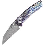 Kansept 2015V1 Little Main Street Damascus Crossbar Knife Lightning Handles