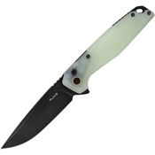 Ruike P873C P873 Black Stonewashed Button Lock Knife Jade Handles